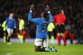 Rangers defender Calvin Bassey, pictured celebrating after the win over Borussia Dortmund in February, says he has been 'overwhelmed' by the Ibrox club's Europa League run this season. (Photo by Ian MacNicol/Getty Images)