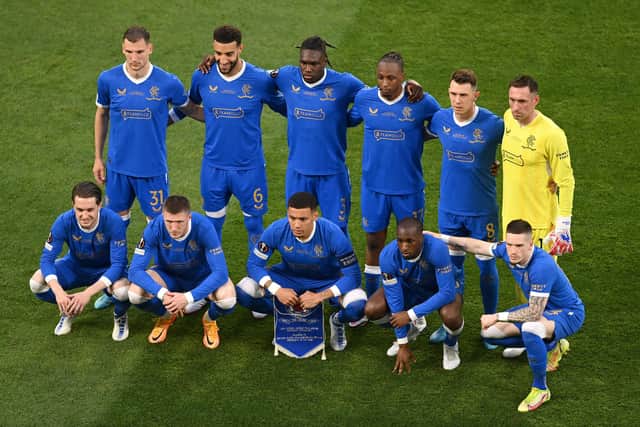 The Rangers players who started the Europa League final against Eintracht Frankfurt. (Photo by David Ramos/Getty Images)