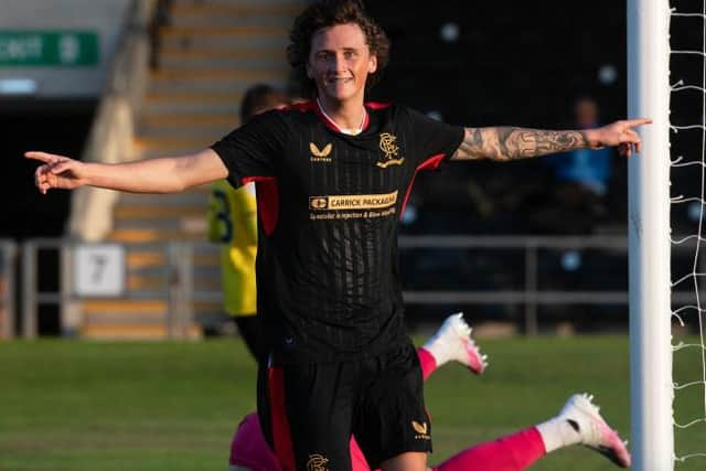 Alex Lowry celebrates for Rangers B. (Photo by Mark Scates / SNS Group)