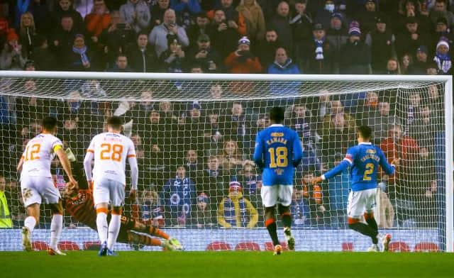 Rangers captain James Tavernier scores the only goal of the game against Dundee United at Ibrox with a 71st minute penalty kick. (Photo by Alan Harvey / SNS Group)