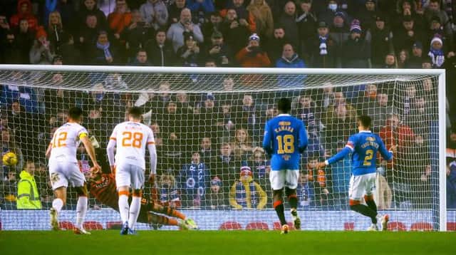 Rangers captain James Tavernier scores the only goal of the game against Dundee United at Ibrox with a 71st minute penalty kick. (Photo by Alan Harvey / SNS Group)