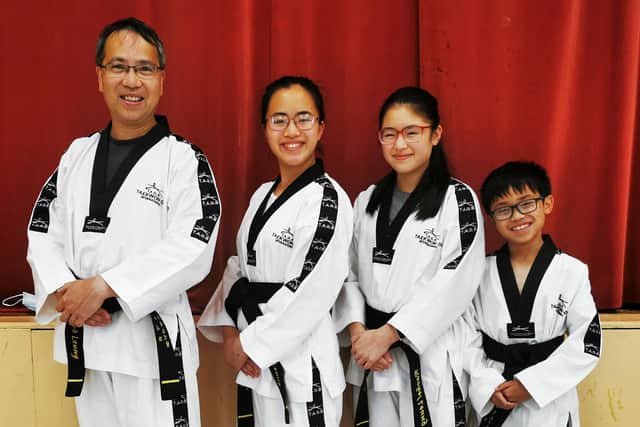 The Leung family all earned their black belts at Glasgow South Tae Kwon-Do