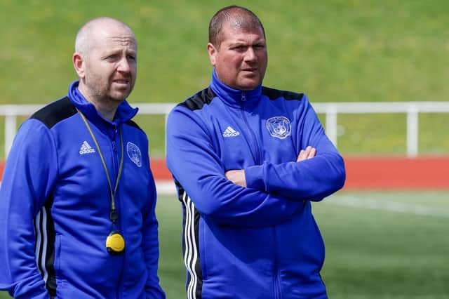 Kenny Neill (left) will take charge of Rovers this Saturday after the resignation of Mark Weir (also pictured) (Pic by Kevin Ramage)