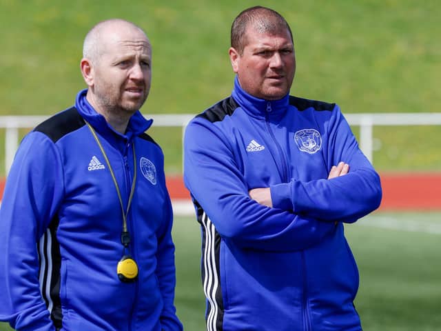 Kenny Neill (left) will take charge of Rovers this Saturday after the resignation of Mark Weir (also pictured) (Pic by Kevin Ramage)