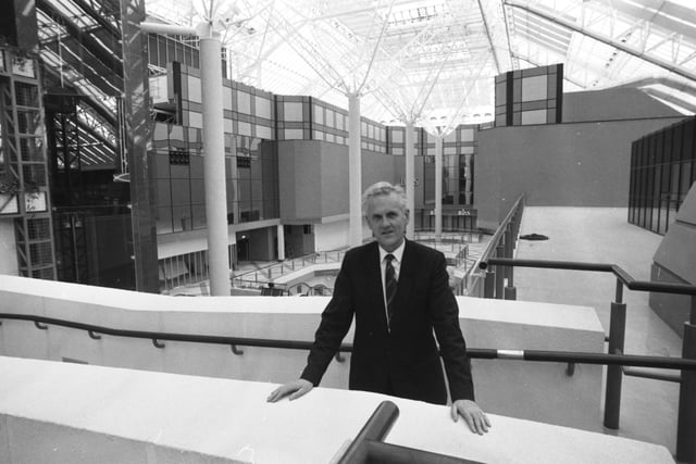Manager George Ritchie inside the newly-opened St Enoch Centre, May 1989.