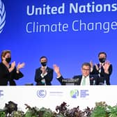 COP26 president Alok Sharma attempts to stop applause for his efforts as the summit ended in Glasgow amid what he called 'deep disappointment'.