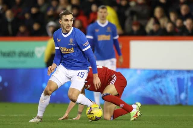 USA international midfielder James Sands pictured in action during his debut for Rangers in their 1-1 draw against Aberdeen at Pittodrie. (Photo by Craig Williamson / SNS Group)