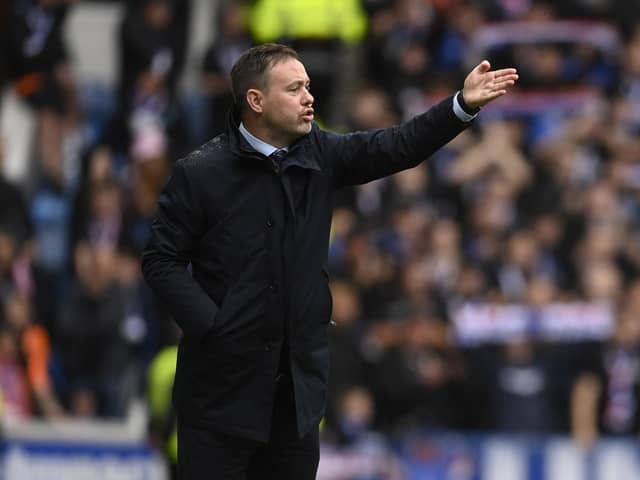 Rangers manager Michael Beale instructs his players during the 1-0 win over Motherwell.