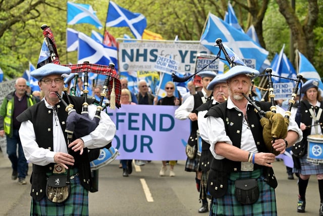 Pipers in Kelvingrove Park.