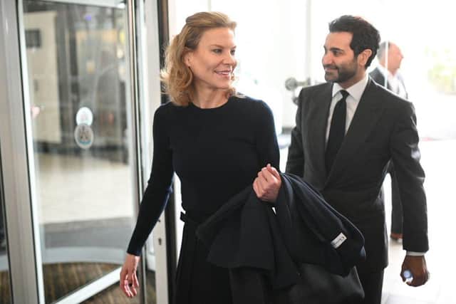 Newcastle United's new owners Amanda Staveley and Mehdrar Ghodoussi have visitied the club's training ground today (Photo by Oli SCARFF / AFP) (Photo by OLI SCARFF/AFP via Getty Images)