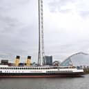 TS Queen Mary berthed beside Glasgow Science Centre on Friday. Picture: John Devlin