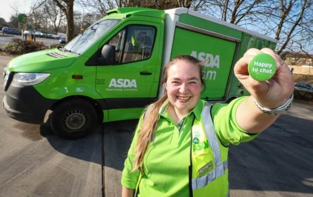 Asda's 7500 delivery drivers across the country now have the option to wear a Happy to Chat badge.