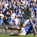 Celtic's Gustaf Lagerbielke and Rangers' Cyriel Dessers in action during Sunday's derby.