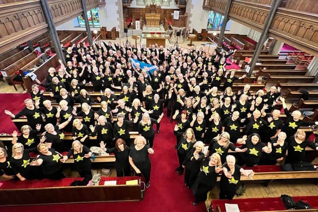 Rock Choir members gathered in Glasgow