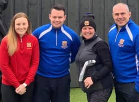 2021 Hollandbush Golf Club men's and ladies captains Aaron (22) and Lucy McIntyre (18), brother and sister, with their parents Graeme and Brenda, of Kirkmuirhill (Submitted pic)