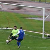 James Frames about to score his first goal against Greenock (Pic by Kevin Ramage)