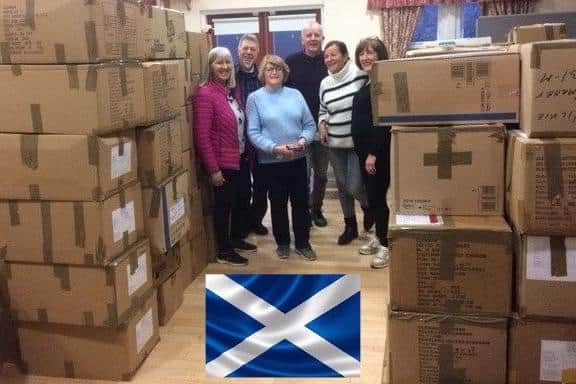 A huge community effort saw 338 boxes of aid being collected in the space of a week.