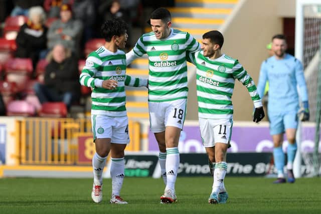 Lile Abada (right) scored once and assisted twice in Celtic's 4-0 win over Motherwell. (Photo by Craig Williamson / SNS Group)