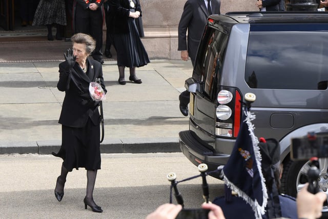 The Princess Royal leaves after a visit to Glasgow City Chambers.