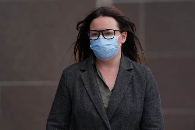 Natalie McGarry arriving at Glasgow Sheriff Court where she was convicted on two embezzlement charges.
Pic: Andrew Milligan/PA Wire