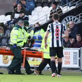 Jamie McGrath is taken from the field on a stretcher after suffering an injury during St Mirren's 2-1 defeat at home to Rangers. (Photo by Craig Williamson / SNS Group)