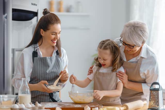 Family baking together