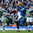 Rangers' Connor Goldson was subject to a VAR check for this handball against Celtic - but no penalty was awarded. (Photo by Craig Williamson / SNS Group)