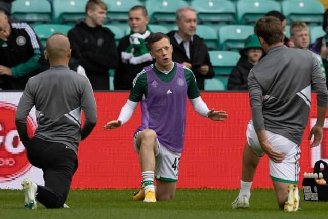 Celtic's Callum McGregor warms up during a pre-season friendly match between Celtic and Norwich City. (Photo by Craig Williamson / SNS Group)