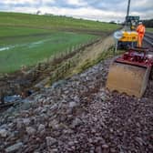More than 300 tonnes of new stone has been used to stabilise the embankment.