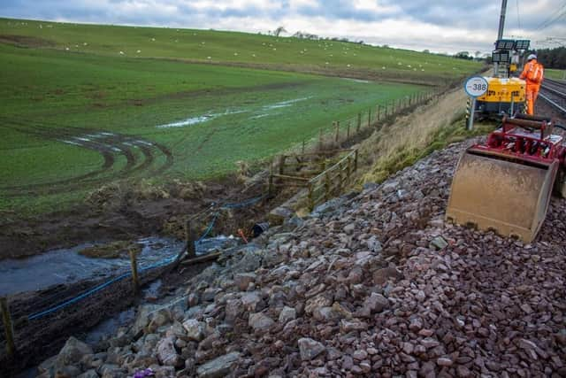 More than 300 tonnes of new stone has been used to stabilise the embankment.