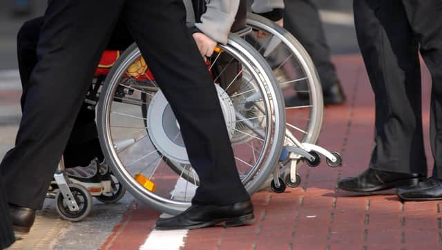 Patient in a wheelchair.