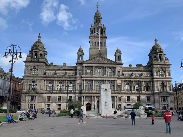 Glasgow City Chambers in George Square in central Glasgow. Photo by Lewis McKenzie/PA Wire.