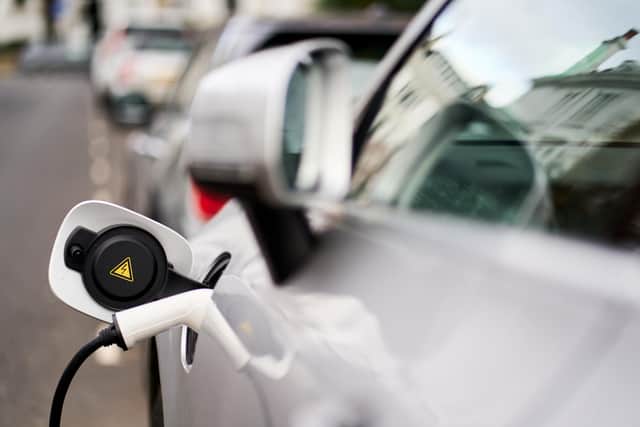 A Volvo car being charged using a Ubitricity lampost EV charging point, London. Picture date: Friday March 5, 2021.