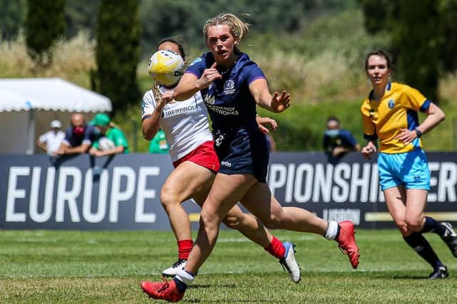 Rugby star Emma Orr in action for Scotland