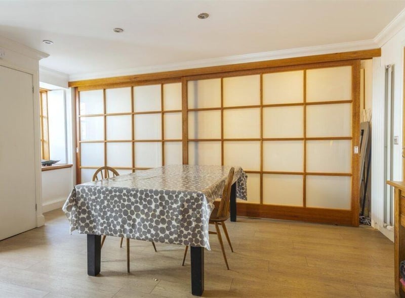 The spacious dining room in the basement.