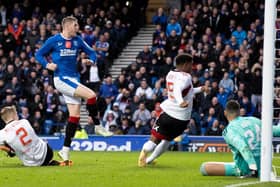 Rangers' John Lundstram scores to make it 2-1 and set the home team on their way to a 4-1 thumping of Aberdeen that has given him hope of achieving the seemingly-fanciful against Ajax. (Photo by Alan Harvey / SNS Group)