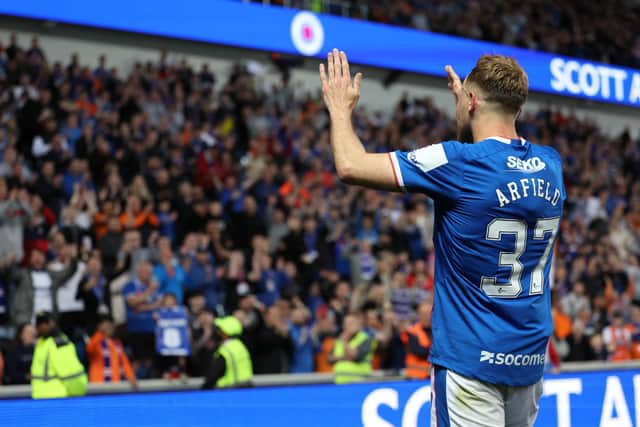 Rangers' Scott Arfield approaches the Union Bears as he leaves the club at the end of the season