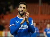 Rangers defender Connor Goldson applauds the away fans after the dramatic 3-2 win over Aberdeen at Pittodrie. (Photo by Craig Williamson / SNS Group)