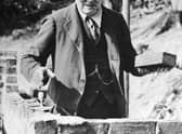 Winston Churchill carrying out some brick work at his home in Chartwell, Kent, in 1928 (photo: Getty Images)