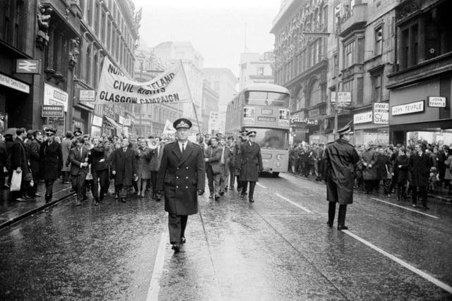 A demonstration in support of civil rights in Northern Ireland.