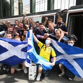 Many Scotland fans travel to Scotland games at Hampden from Glasgow Central Station. Picture: John Devlin