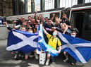 Many Scotland fans travel to Scotland games at Hampden from Glasgow Central Station. Picture: John Devlin