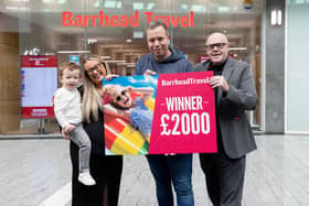 L-R - Hudson Moffat; Amy Moffat, Connor Moffatt, Fraser Hopkins, Barrhead Travel Store Manager for Silverburn