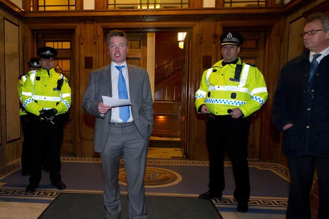 Rangers owner Craig Whyte makes a statement to the media on the day that Rangers serve notice of their intention to go into administration. Picture: SNS