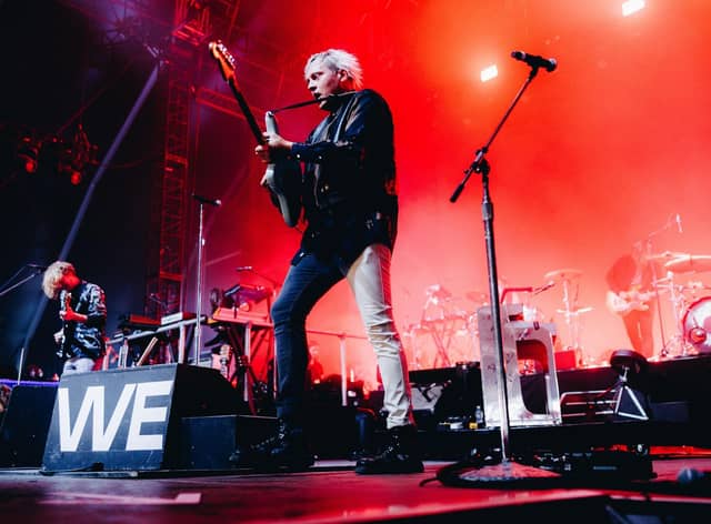 Win Butler of Arcade Fire performs onstage at the Mojave Tent during the 2022 Coachella Valley Music And Arts Festival on April 15, 2022 in Indio, California.