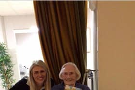 Emma Armstrong with a resident from Oakbridge Care Home