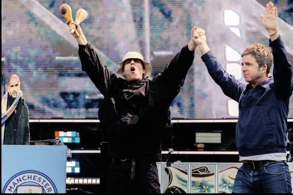 Brothers Liam and Noel Gallagher on Murrayfield stage before recent Oasis gig