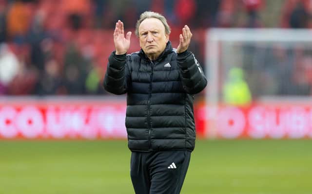 Neil Warnock applauds the Aberdeen fans before stepping down after the Scottish Cup quarter-final win over Kilmarnock. (Photo by Ross Parker / SNS Group)