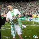 Celtic manager Ange Postecoglou and Tom Rogic who will leave this summer.  (Photo by Craig Williamson / SNS Group)