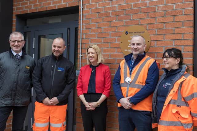 Jenny Gilruth MSP unveiled a commemorative plaque at the official opening of £33m Cadder Depot